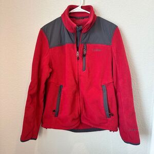 Men’s L.L. Bean Red Grey Windpro Polartec Full Zip Fleece Jacket - Size S - EUC